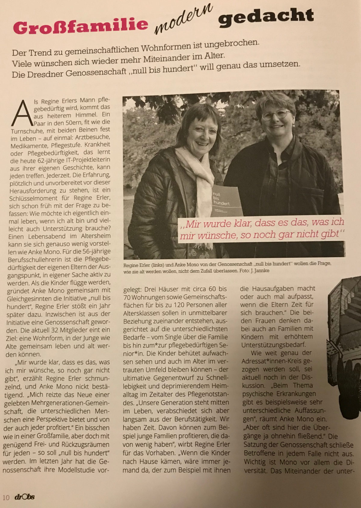 Artikel in der drobs Straßenzeitung